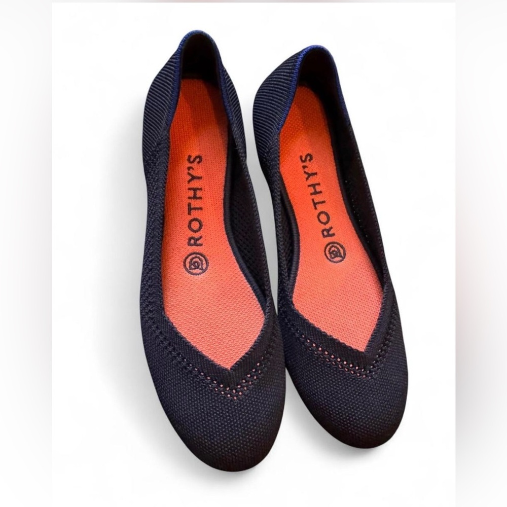Rothy's Maritime Lattice Stitch Navy Blue Round Toe Flats - Size 7 - Retired